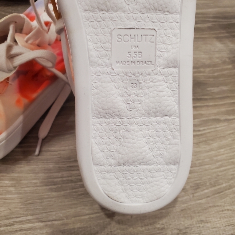 NEW Schutz Ofelia Tie Dye Neon Soft Leather Sneakers - Picture 6 of 8